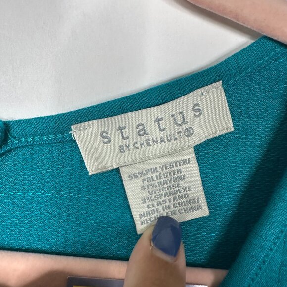 2/$30 NWT Status by Chenault Twist Front Long Sleeve Blouse Jade M #A0286 TRB2 - Picture 5 of 8